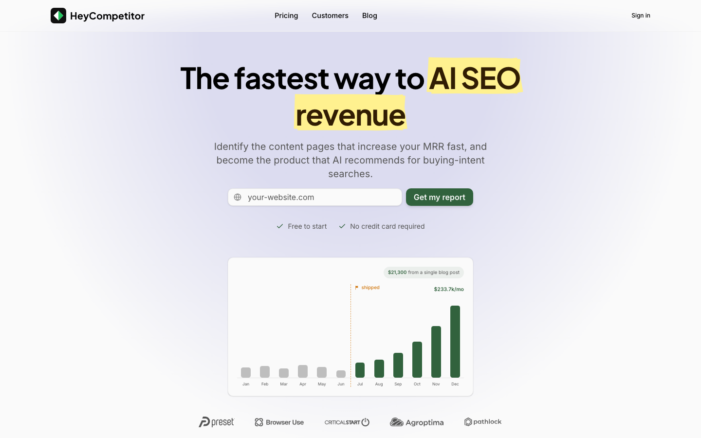 heycompetitor homepage